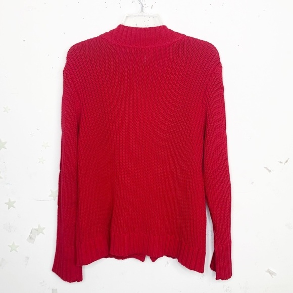 CHICOS red ribbon cable knit cardigan - Picture 7 of 9